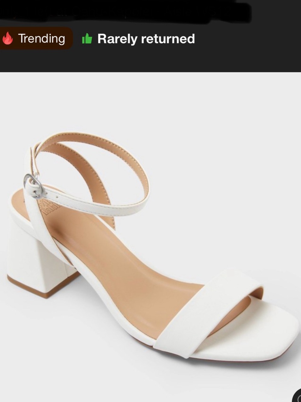 Wild Fable White Block Heel Ankle-Strap Sandals